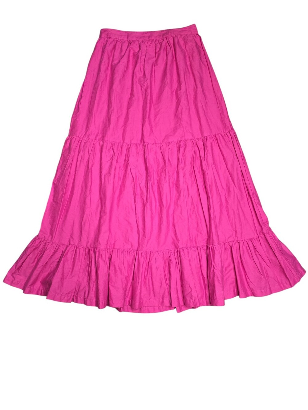 Japana Pink Tiered Maxi Skirt 100% Cotton Boho Cottagecore Medium